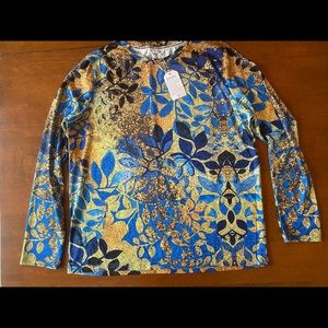 Long Sleeve Shirt - Gold And Floral